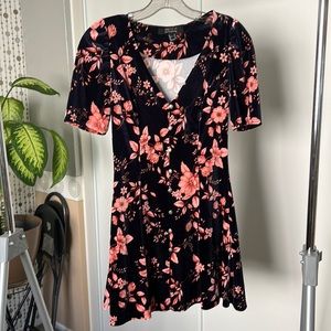 Velvet Deep Purple Floral Dress (XS)